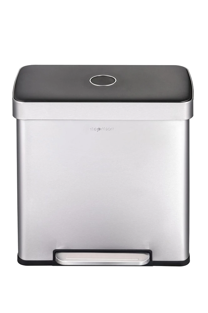 Poubelle double et poubelle de recyclage The Step N' Sort (2 x 30 L) avec couvercle à fermeture lente