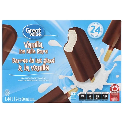 Great Value Vanilla Ice Milk Bars in A Chocolatey Coating