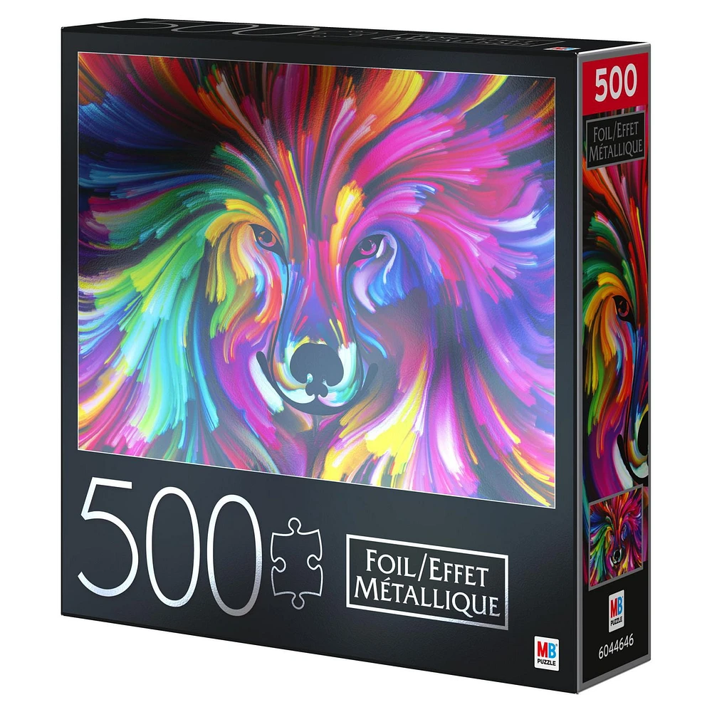 Puzzle de 500 pièces avec effet métallisé, pour adultes et enfants à partir de 8 ans, Peinture de chien