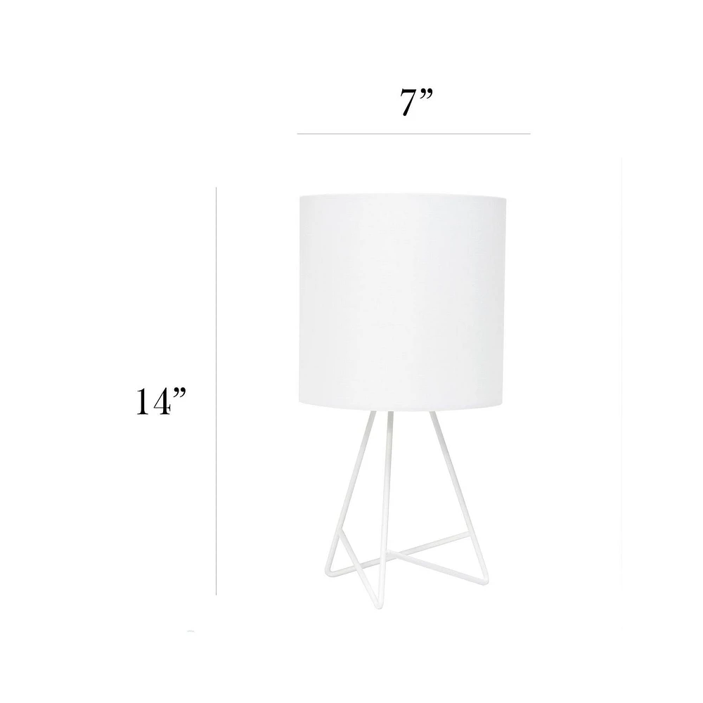Simple Designs Down to the Wire - Lampe de table avec abat-jour en tissu, blanc avec abat-jour blanc