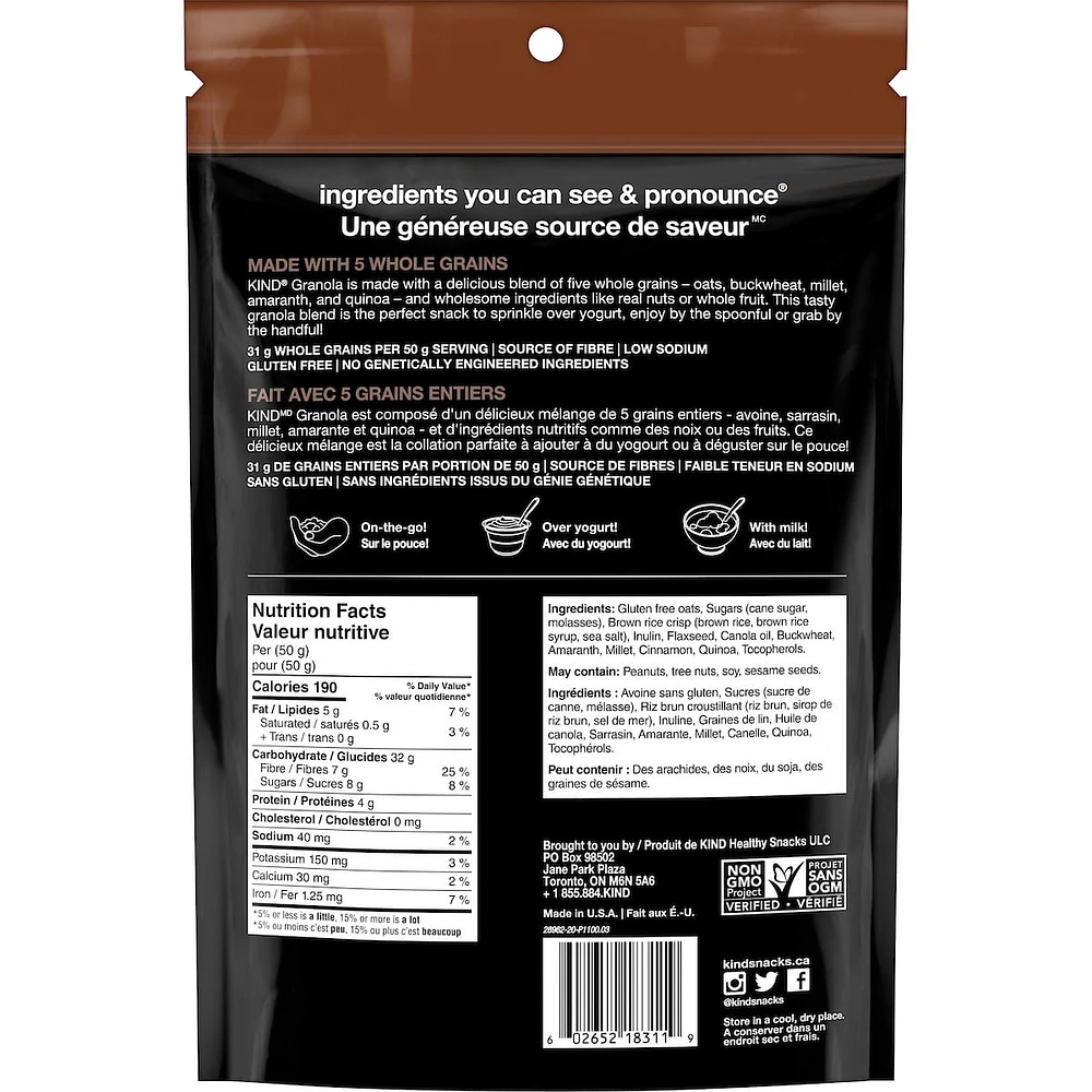 KIND Granola Avoine et cannelle avec graines de lin, sac de 312 g 312 g Granolas