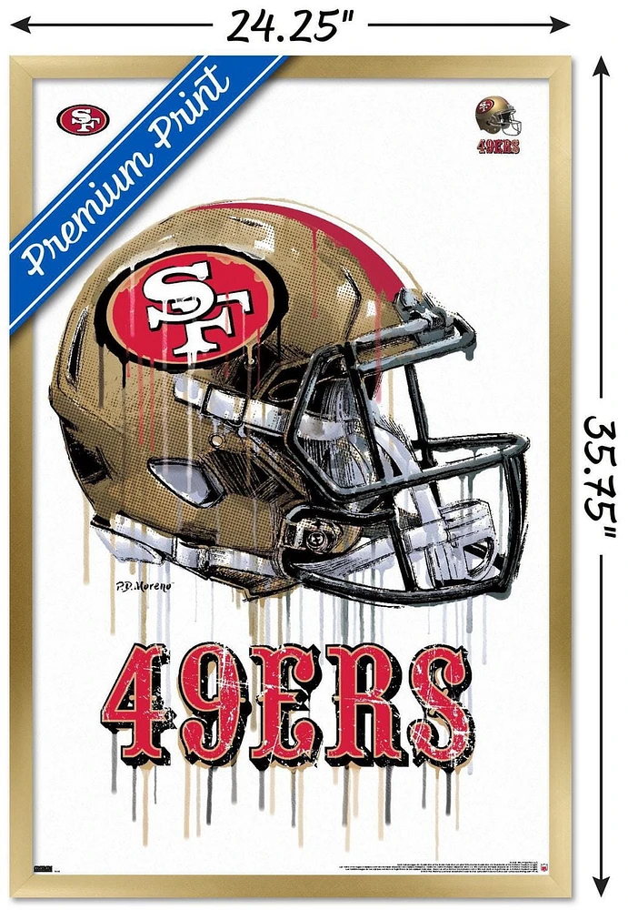 NFL San Francisco 49ers - Drip Helmet 20 Wall Poster with Push Pins, 22.375" x 34"