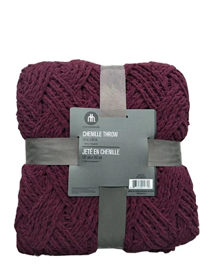 Couverture-jeté hometrends en chenille rouge bordeau