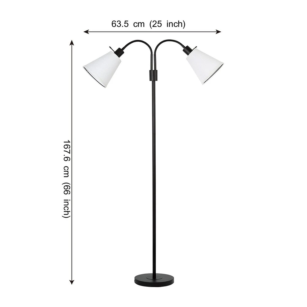 hometrends 2-Light Floor Lamp, 66 in; black finish