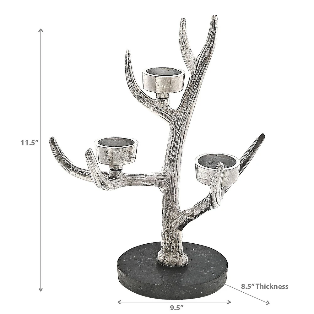 Christmas Antler On Marble With 3 Tealight Holder
