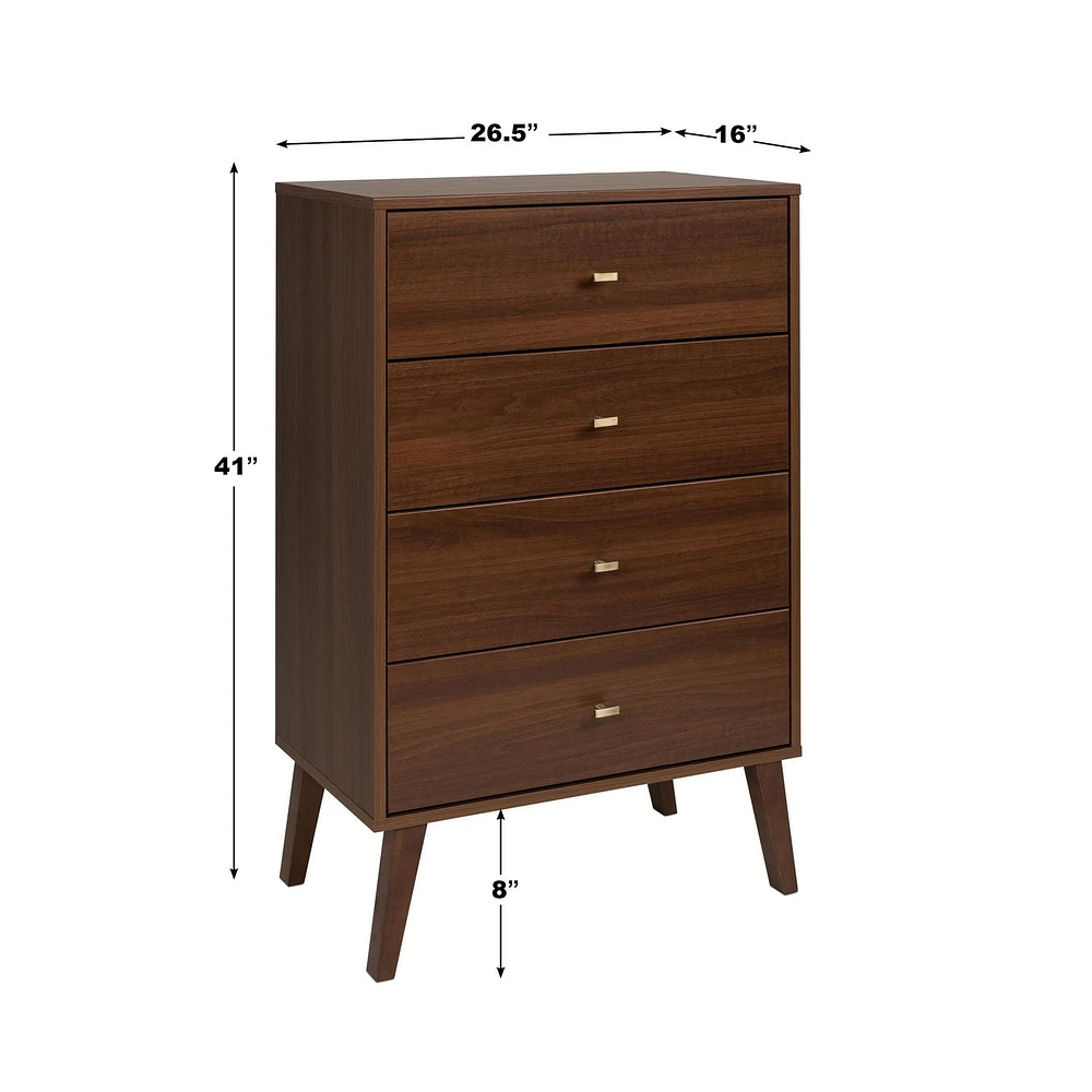 Prepac Commode Milo à 4 tiroirs, cerisier