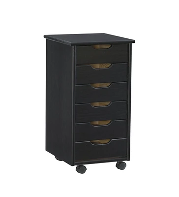 Craydon Six-Drawer Rolling Storage Cart, Black