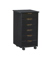 Craydon Six-Drawer Rolling Storage Cart, Black