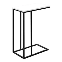 Monarch Specialties Table D'appoint, En Forme De C, Bout, Côté, Collation, Salon, Chambre À Coucher, Métal, Stratifié, Blanc, Noir, Contemporain, Moderne