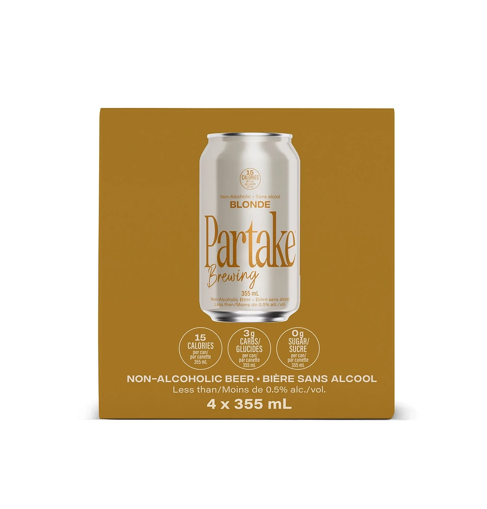 Partake - Blonde, 4 x 355 mL canettes Bière artisanale sans alcool