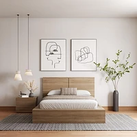 Ensemble de chambre à coucher James 3 pièces avec lit, tête de lit et table de chevet