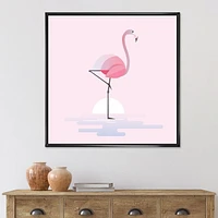 Designart Flamant rose debout ART MURAL À CADRE FLOTT