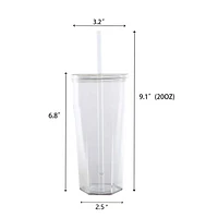 Gobelet en plastique Mainstays de 20 oz avec couvercle à visser et paille transparent