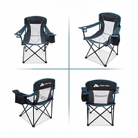 Ozark Trail Chaise surdimensionnée avec filet et glacière intégrée, capacité maximale : 1 personne, couleur : gris, matière : polyester