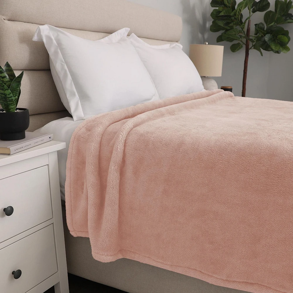 Shearling Blanket, Peach 90" x 90"