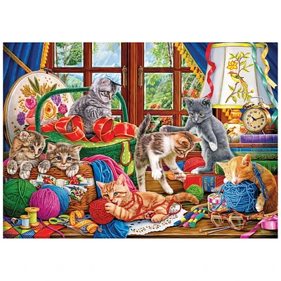 RoseArt - Colorluxe 1000 pièces – Chatons joyeux avec fil – Puzzle emboîtable pour adulte