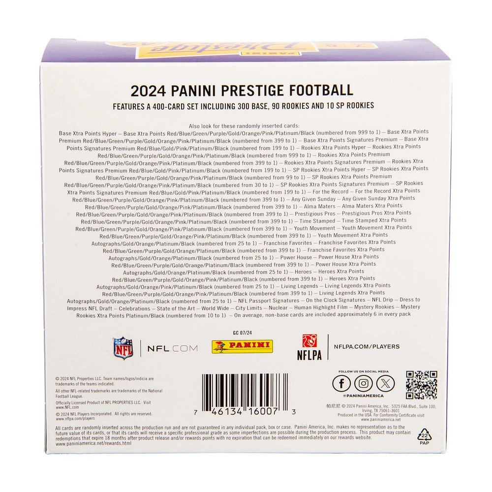 2024 Panini Prestige Football Trading Cards Mega Box