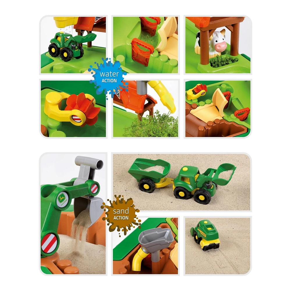 Theo Klein John Deere : Table de jeu pour enfants 2 en 1 avec ferme et table à eau
