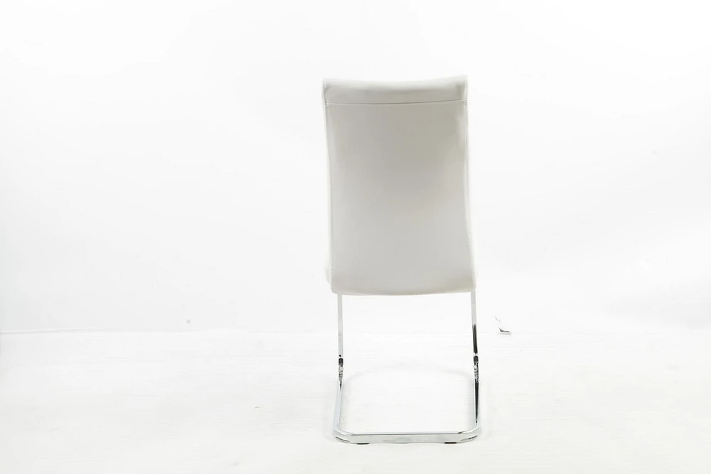 Aerys Robin Dining chair with chrome base in White PU(Set of 4)