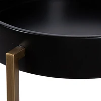 Uniek DesignOvation Valrico Black and Gold Plant Stand, Metal and MDF, 12 H x 11.4 W x 11.4 in D