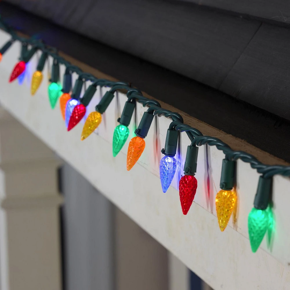 Holiday Time 70-Count Multicolor Diamond-Cut LED C6 Christmas Lights, with Green Wire, 15.7'