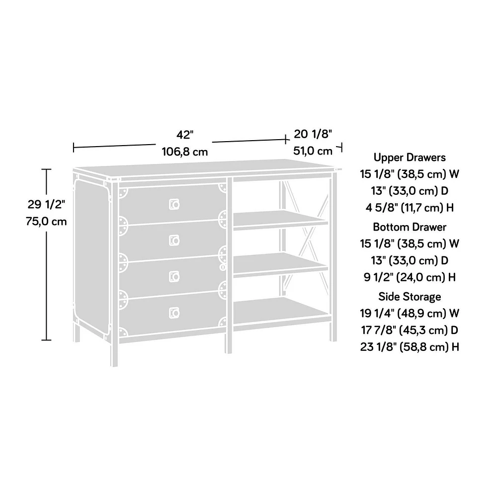 Sauder® Collection Steel River Crédence, Finition Carbon Oak®, 427849