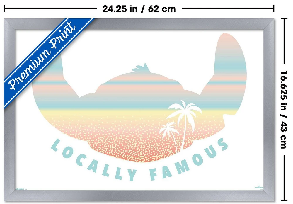 Disney Lilo and Stitch: Beach Vibes - Locally Famous Wall Poster, 14.725" x 22.375" Framed