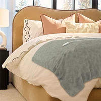 Jeté chauffant Sunbeam en micropeluche à carreaux gris ardoise,  4 réglages de chaleur, arrêt automatique après 4 heures, 127 cm x 152,4 cm (50 po x 60 po)