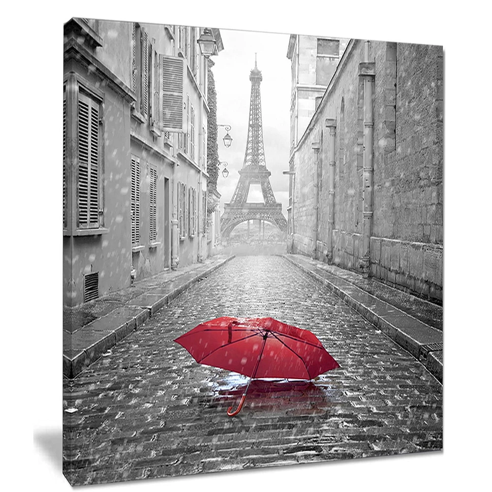 Design Art Eiffel View from Paris Street Cityscape Photo Canvas Art Print