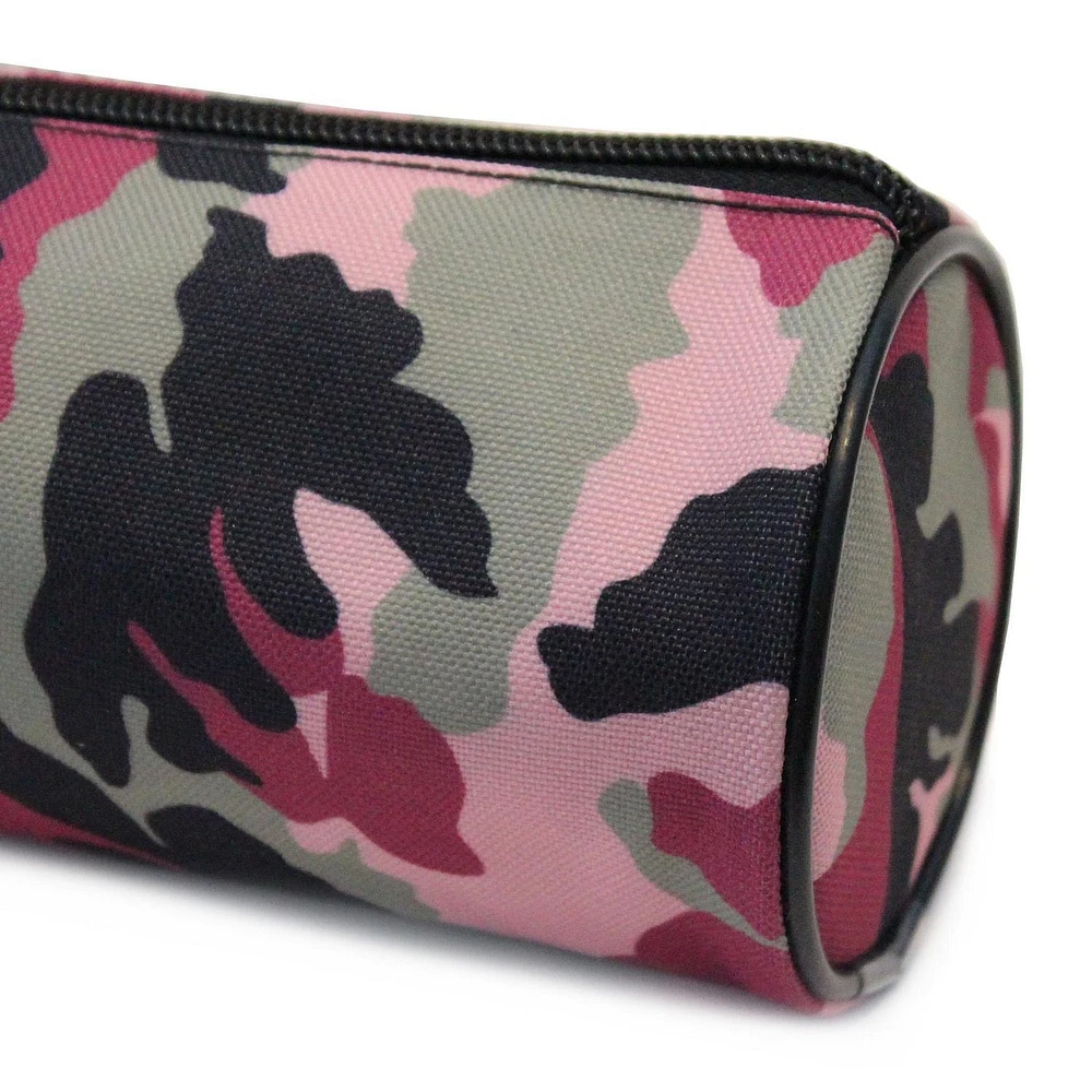 Pen+Gear Pink Camo Barrel Pencil Pouch in Durable Polyester