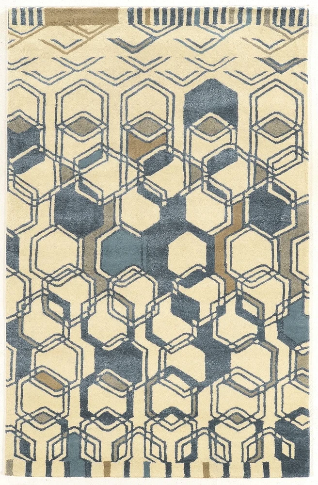 Tapis en Laine Aspire Triangle ivoire et gris de 8 pi x 11 pi