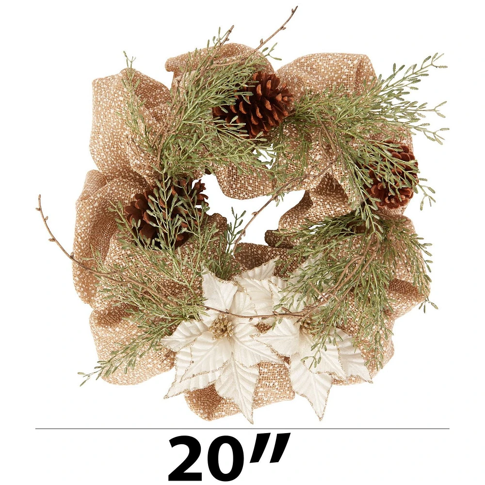 Couronne en maille de toile de jute Holiday Time, 20 po