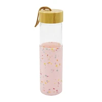 Hometrends Pink Glass Water Bottle With Silicone Sleeve, 20 oz, 1 piece