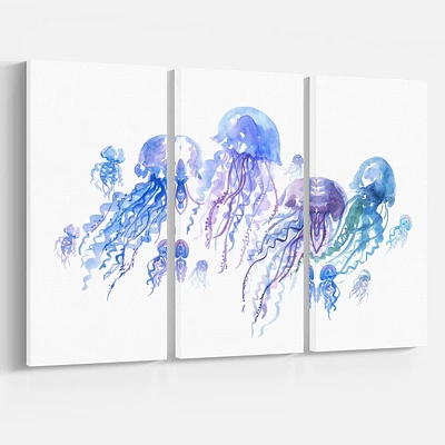 Design Art Groupe De Méduses Bleu Violet Art Sur Toile