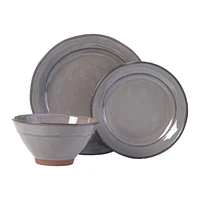 Gibson Elite Terranea 12 Piece Dinnerware Set, Grey, Terracotta