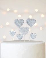 Gartner Studios Silver Glitter Heart Cake Picks, 6 Count