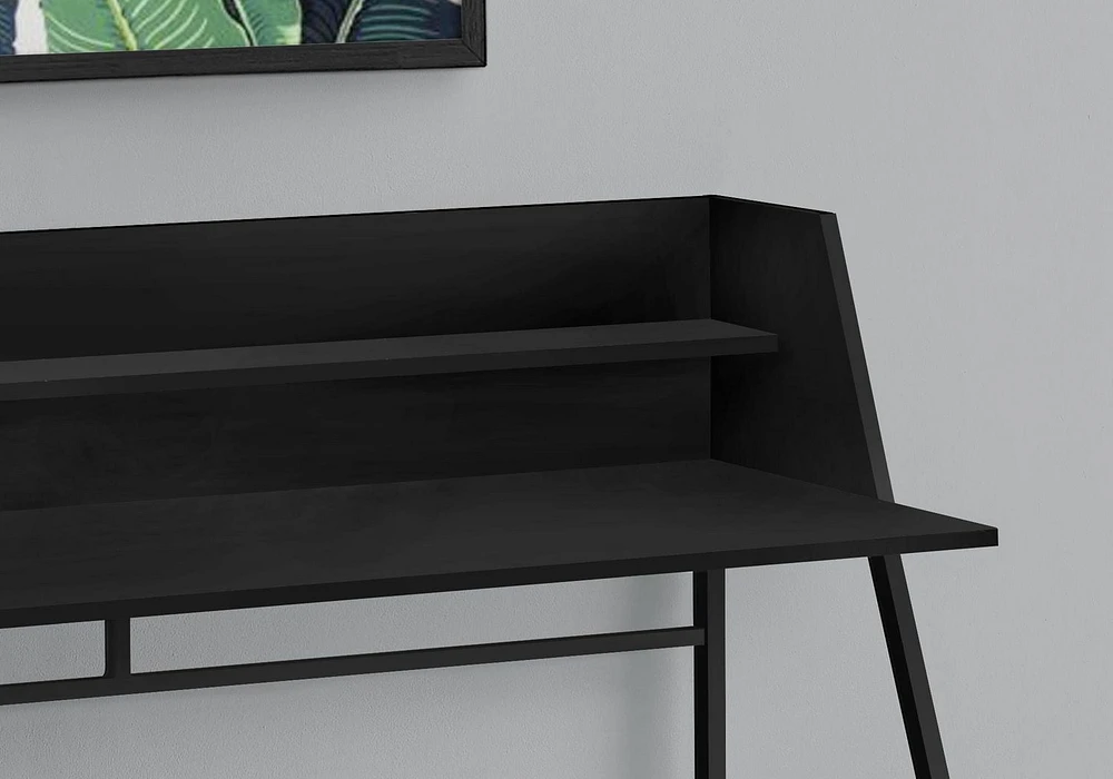 Monarch Specialties Computer Desk, Home Office, Laptop, Storage Shelves, 48"l, Work, Metal, Laminate, Black, Contemporary, Modern