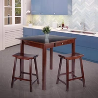 Winsome Perrone 3pc Set High Tabe with Saddle Seat Stools