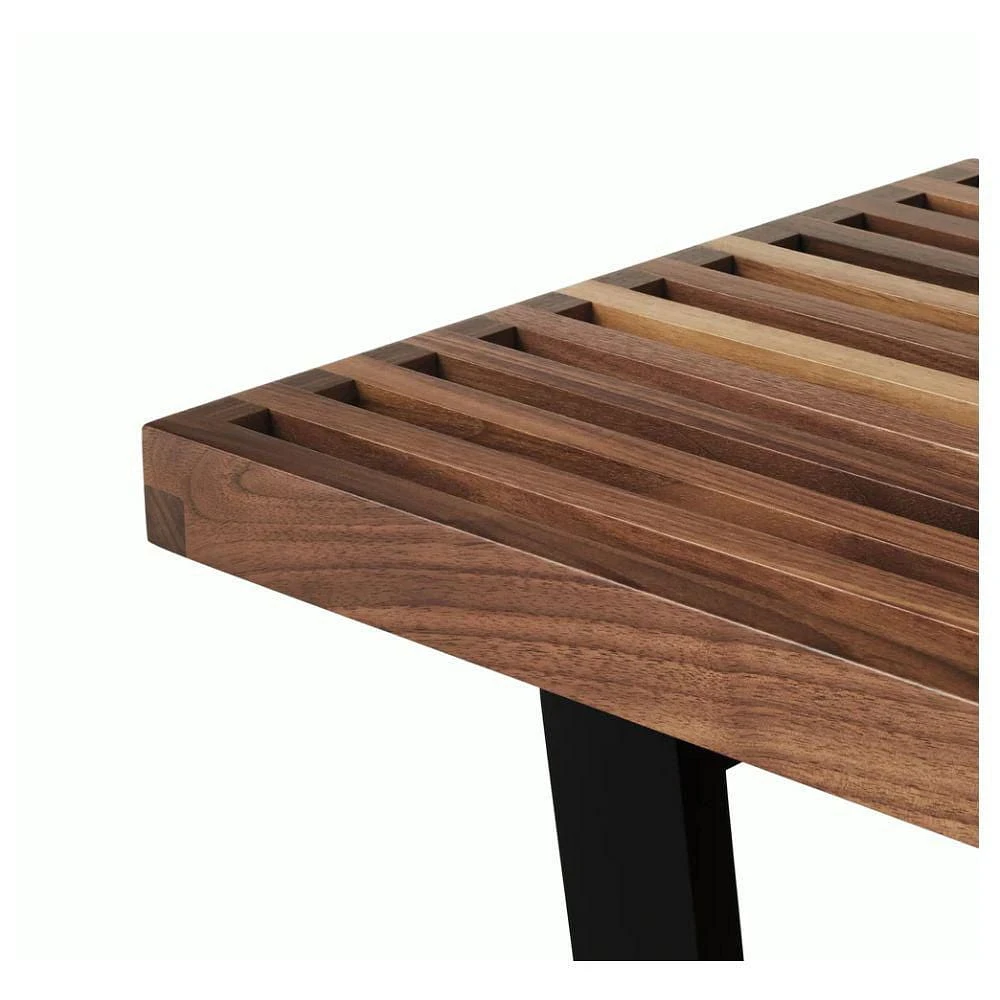 Banc Nelson en bois de frêne massif et pieds en bois noirci