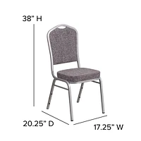 Lot de 4 pièces - Chaise de banquet empilable de la série HERCULES avec dossier couronne en tissu à chevrons - Cadre argenté