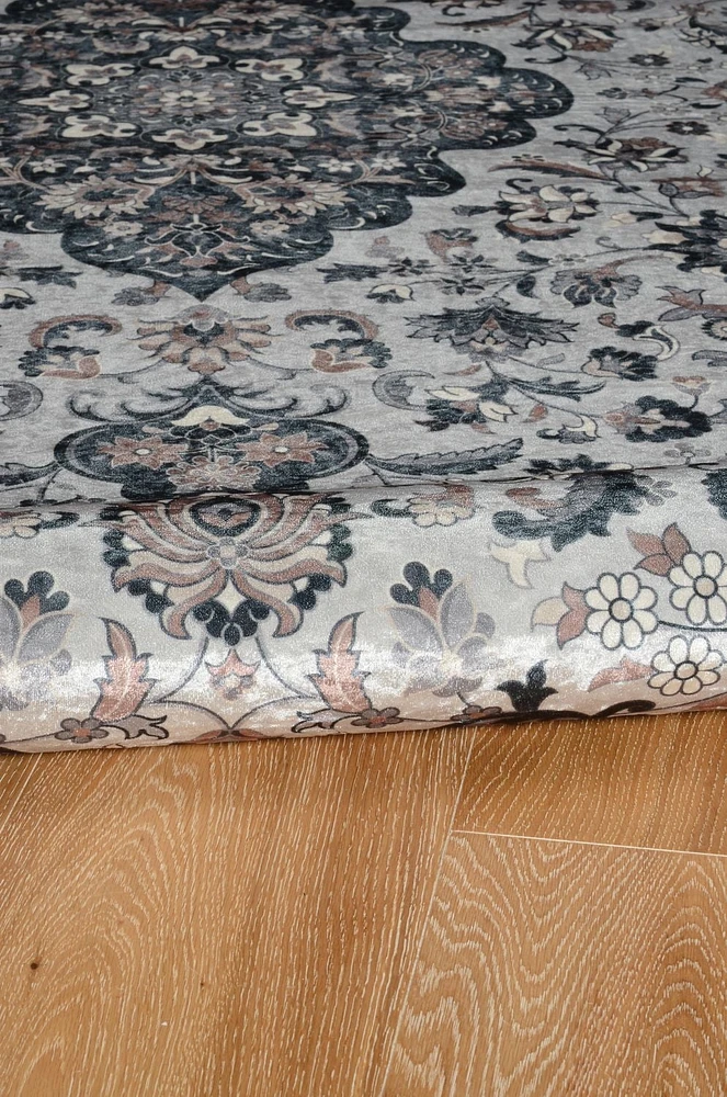 Tapis Emerald Barton noir & crème de 5 pi x 7 pi