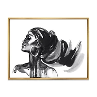 Designart Portrait monochrome de femme afro-américaine IV ART MURAL À CADRE FLOTTÉ
