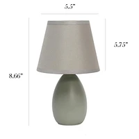 Simples Conceptions Mini Oeuf Ovale Lampe de Table en Céramique 2 paquets, Gris