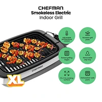 Chefman Smokeless Indoor Electric Grill w/ Nonstick Table Top and Adjustable Temperature Control – Black, New