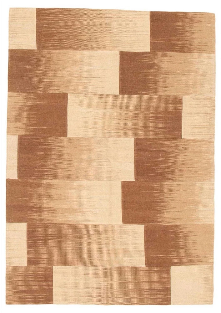 ECARPETGALLERY Tapis Fait à la Main pour Salon, Salle à Manger et Chambre à Coucher Transitionnel Collection Moldovia Patch 4'7" x 6'6" en Brun