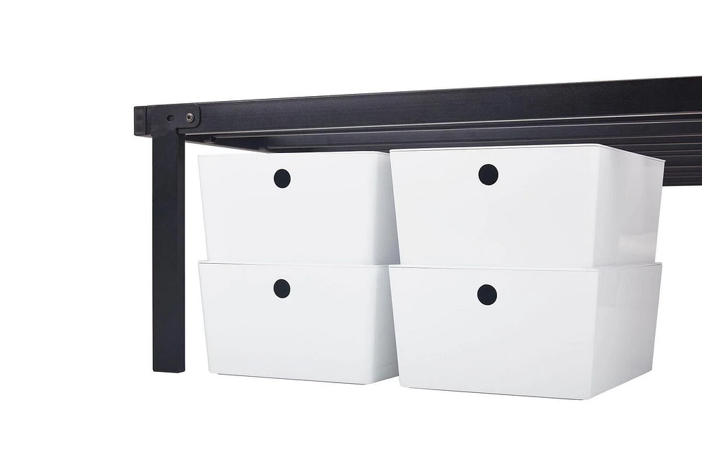 Piliers 14 " Cadre De Lit À Lattes Robuste, Acier Noir Tailles Twin, Full, Queen