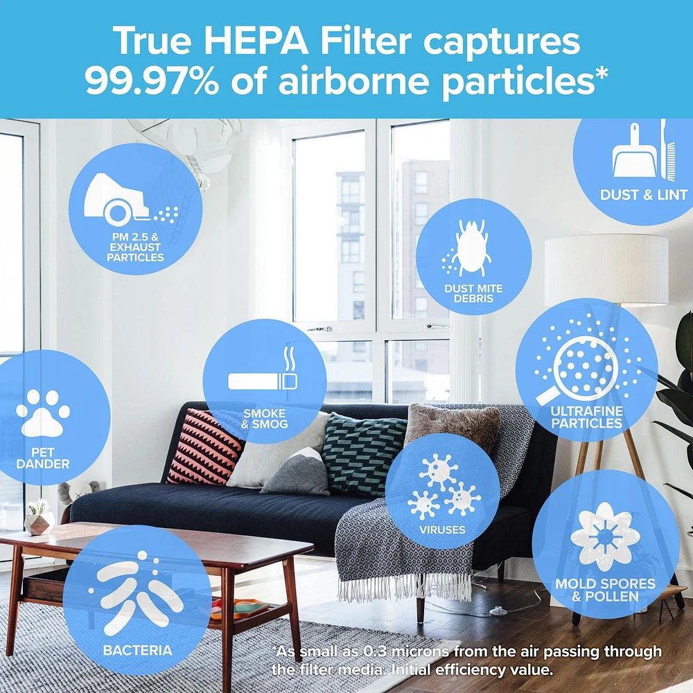 Filtre HEPA véritable Filtrete(MC) avec protection de qualité supérieure contre les allergènes, les bactéries et les virus, FAPF-CA-F2-PBV, F2, 1/paquet
