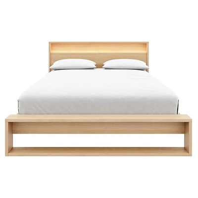 Gael Queen Size Bed Set with Slatted Bedframe and Headboard with Integrated Light