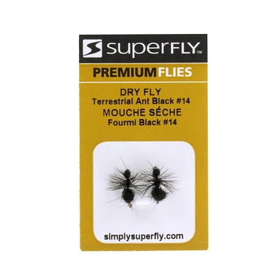 Superfly FLY1427-14P Dry Fly Terrestrial Ant Black #14, These flies are generally loved by freshwater fish