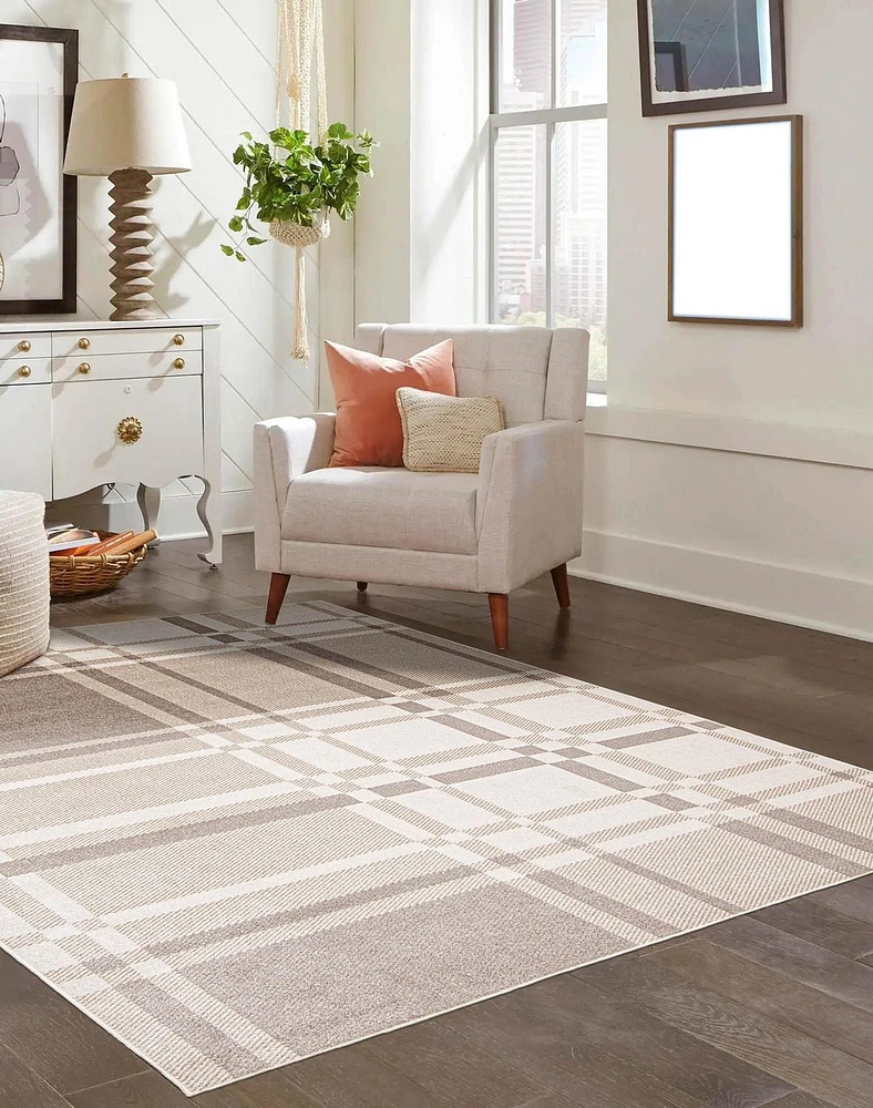 Tapis Lavable ECARPET à Carreaux pour Chambre, Salon, Chambre d'Enfant, Couloir